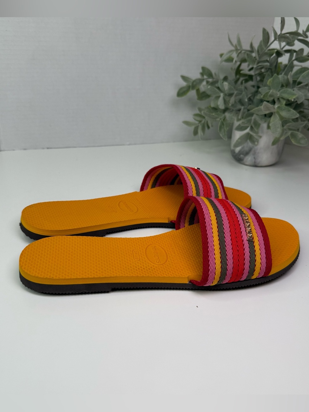 Havaianas You Malta Mix Flip Flop Sandal Slides Orange Citrus Women’s Size 9/10 - Picture 10 of 16